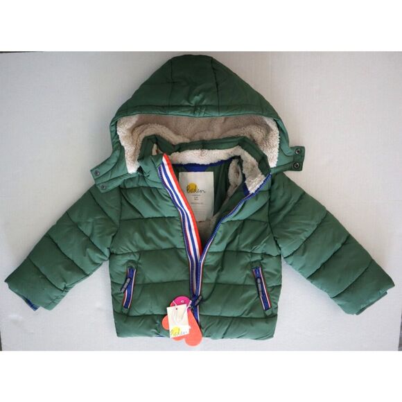 Boden B1965 Toddler Sz 2-3Y Moss Green Waterproof Hooded Puffer Jacket - Picture 9 of 10